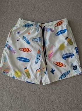 SPICY TUNA Men's Surf Boards Swim Shorts Sz L